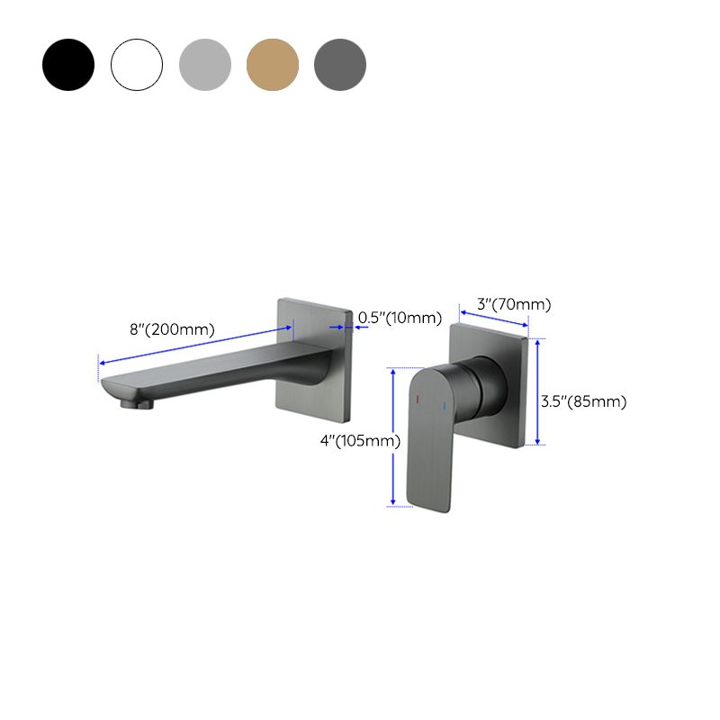 Lever Handle Wall Mounted Bathroom Faucet Modern Faucet with Hot and Cold Indication