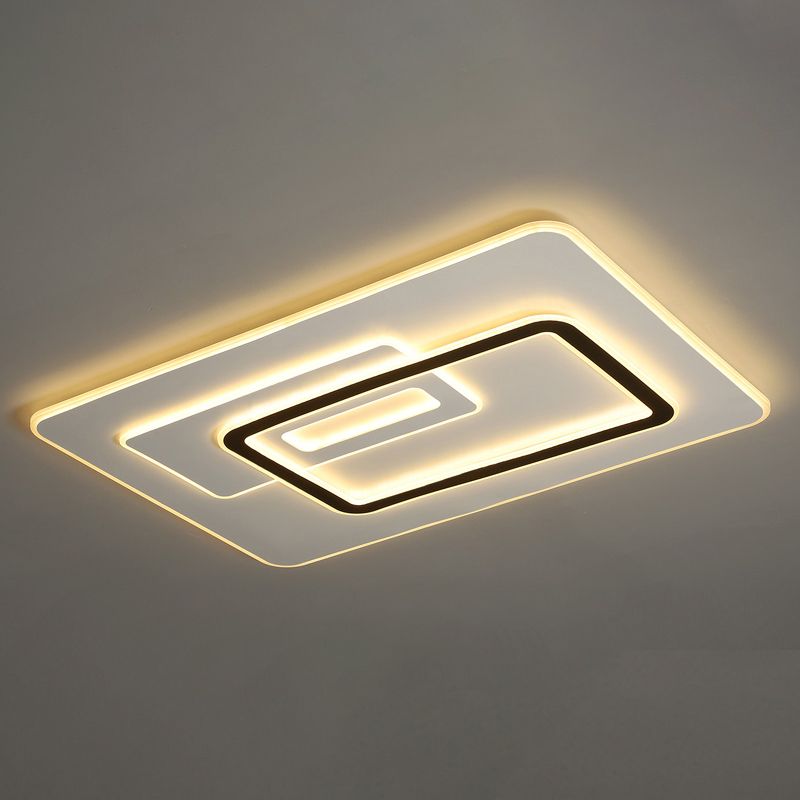 Rechteckige, bündige Deckenleuchte, minimalistische, weiße, ultradünne LED-Einbauleuchte aus Acryl