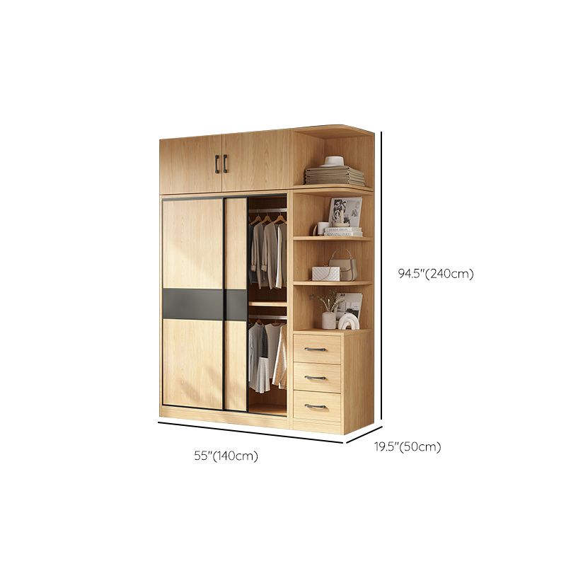 Modern Pine Solid Wood Wardrobe Freestanding Wardrobe with Soft Close Doors