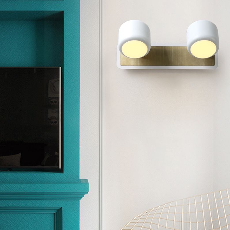 Nordic Style Drum Vanity Lamp Metal Bathroom Rotatable LED Wall Light Fixture