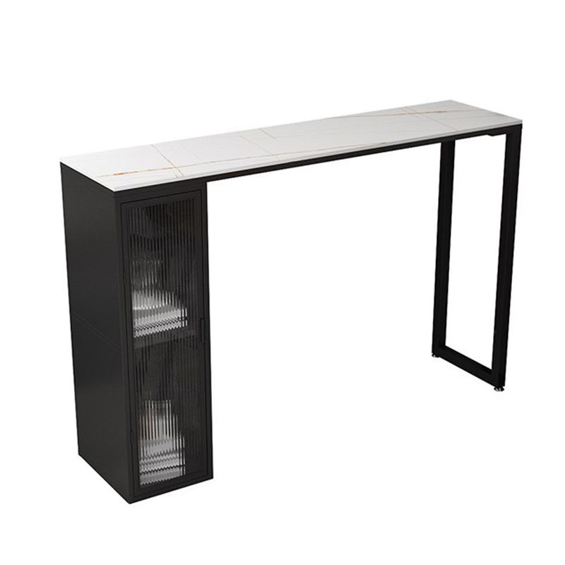 Modern Style Bistro Bar Table Sintered Stone Bar Table with Storage