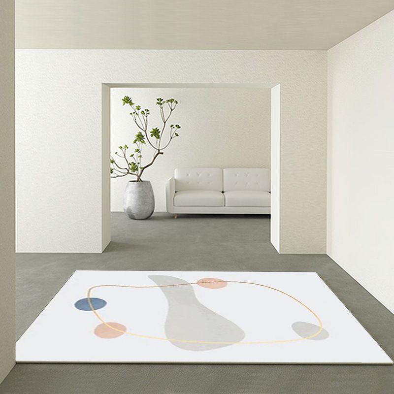 Modern White Carpet Polyester Pattern Carpet Washable Carpet for Home Decor