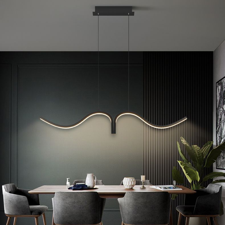 Contemporary Waves Island Light Metal 2 Light  Island Lighting Fixtures for Kitchen