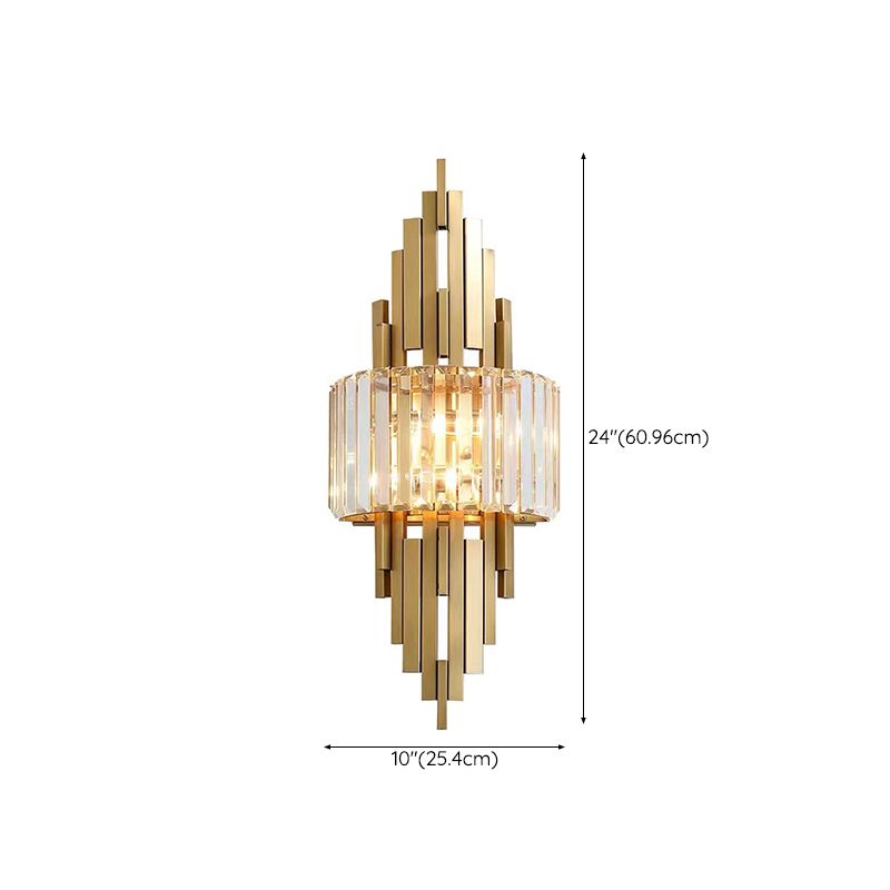2-Light Geometric Wall Light Modern Crystal Wall Light Fixture