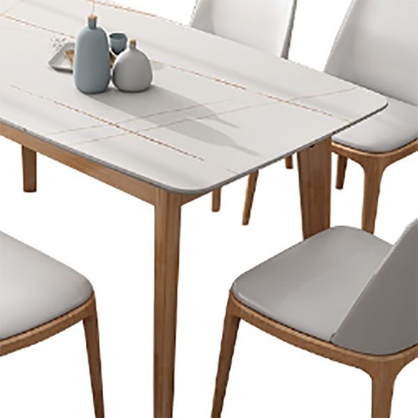 Simplicity Dining Room Table Rectangle Stone Furniture in White