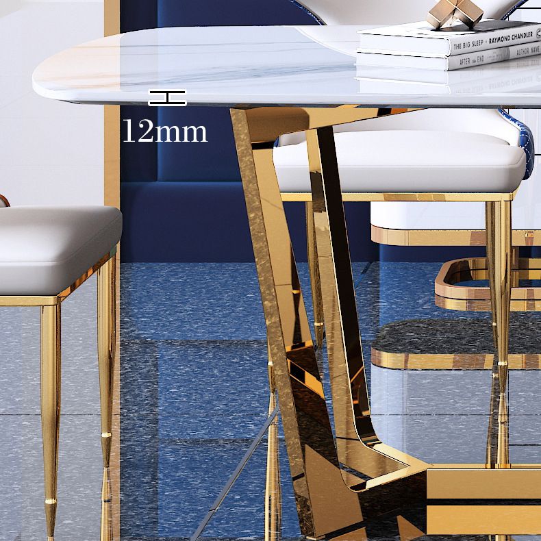 Glam Style Dining Sintered Stone Table Dining Rectangle Table for Kitchen
