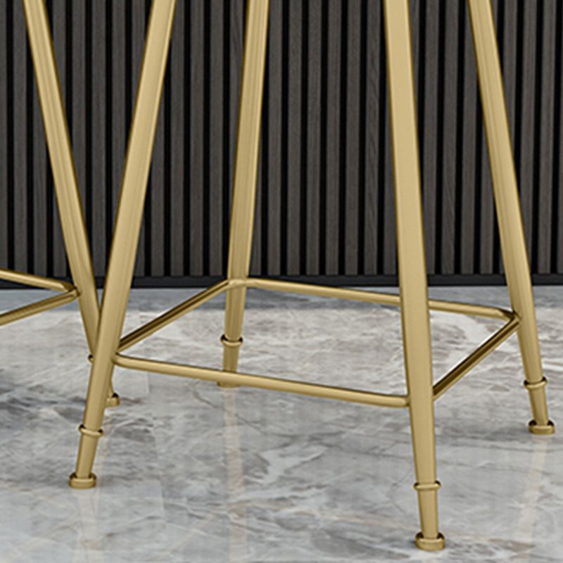 Glam Backrest Counter Stool Iron Bar Stool with Velvet Cushion and Pedal for Kitchen