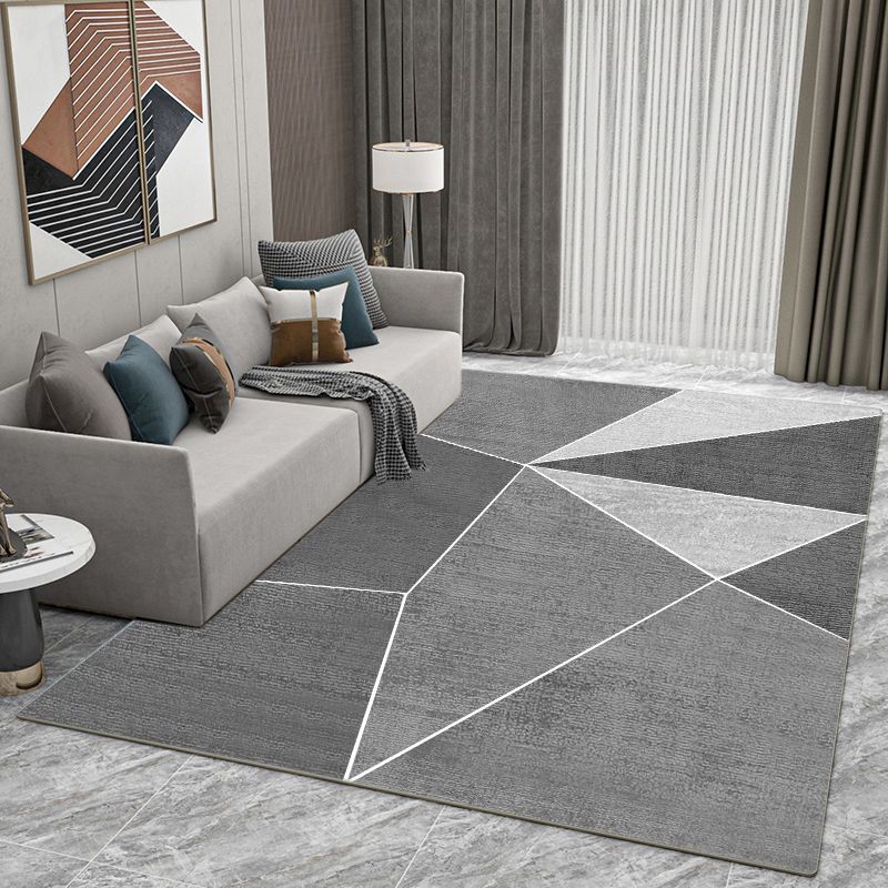 Grijs modern tapijt geometrisch patroon polyester gebied tapijt niet-slip achterste ruggebied tapijt voor woningdecoratie
