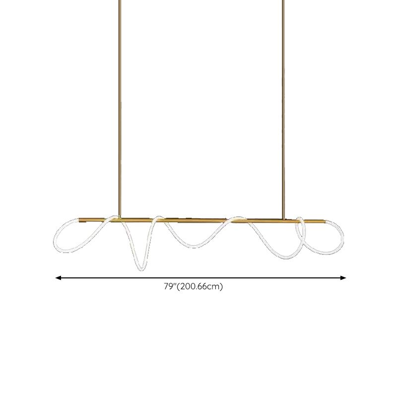 Line Shape Hanging Lamp Modern Island Chandelier Lights for Dining Room