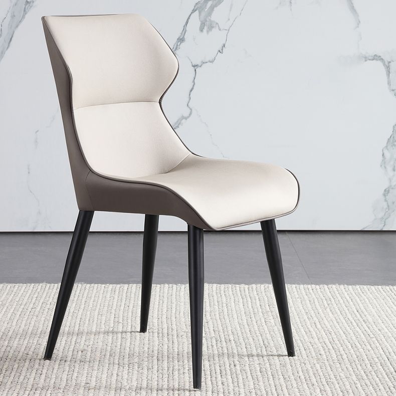 Industrial Dining Chair Wingback Side Chair with Black Metal Legs for Home Use
