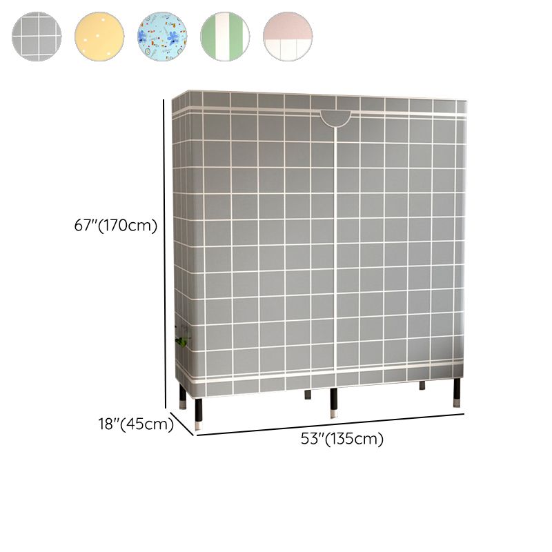 Contemporary Wardrobe Cabinet with Shelves Steel Wardrobe Armoire for Home