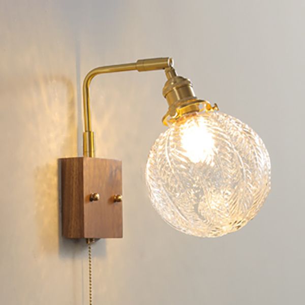 Ponderie murale en verre en métal en bois 1 luminaire à la tête murale pour le salon de la salle d'étude