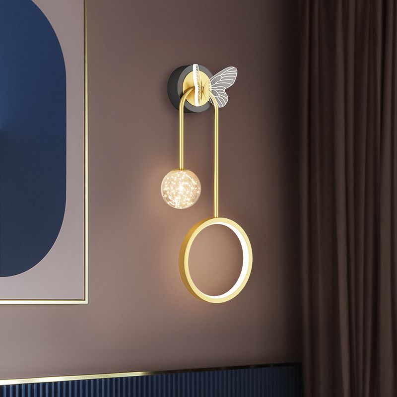 Modern Style Spherical Shape Wall Sconce Glass 3 Light Wall Lighting for Bedroom