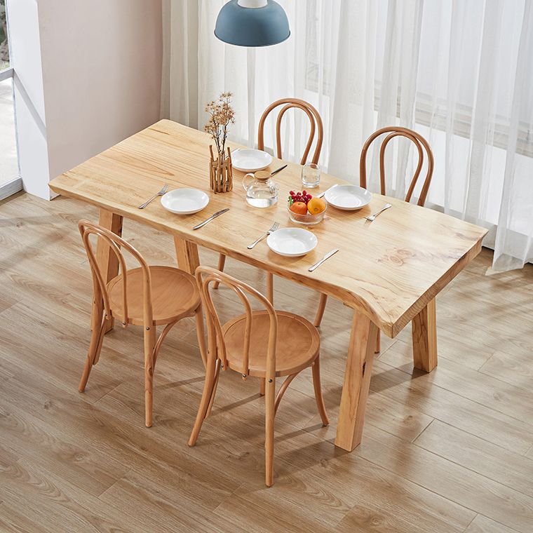 Solid Wood Rectangle Dining Table Modern Contemporary Pine Wood Table with 4 Legs