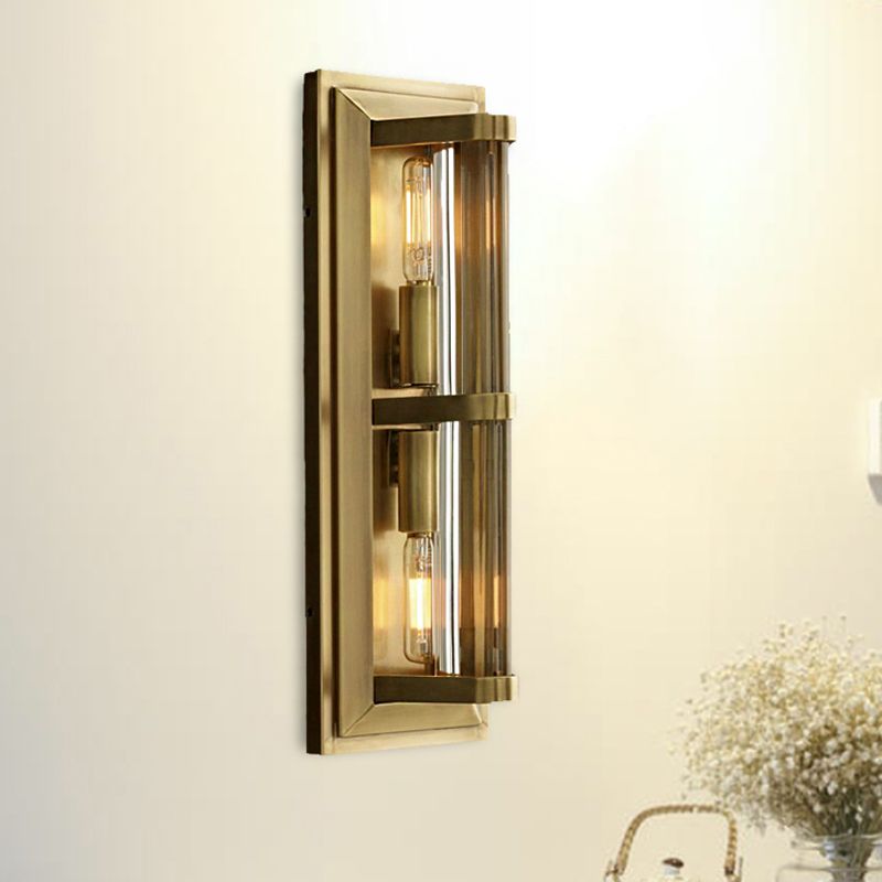 Tube Sconce Light Traditionary Metal 2/3/4 Heads Black/Gold Wall Lamp Fixture for Living Room
