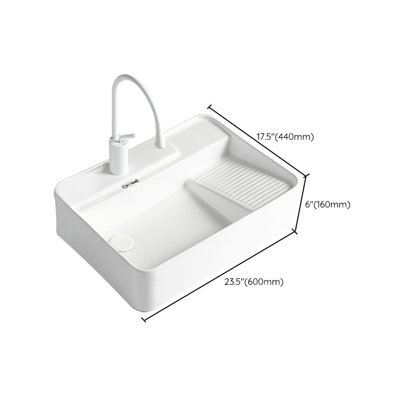 Modern Bathroom Sink Rectangular Porcelain Vessel Sink with Pop-Up Drain
