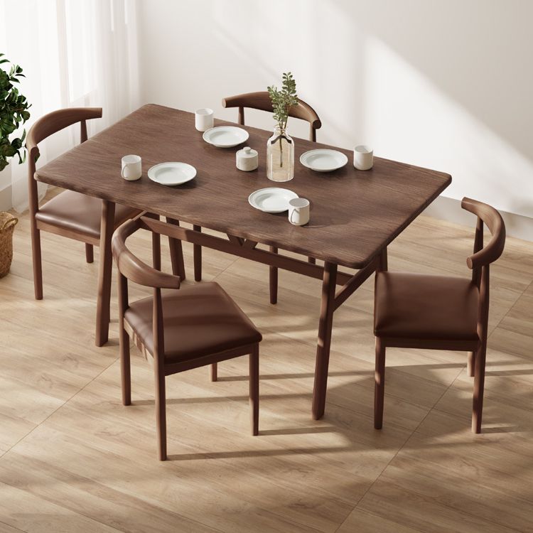 Modern massief houten standaard eetgelegenheidset rechthoekige vorm keuken eetgelegenheid met 4 poten tafel