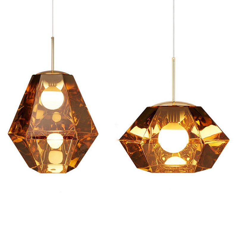 Minimalismo poliedra sombra diamante luz colgante de estilo acrílico colgante de iluminación acrílica para cafeterías restaurantes