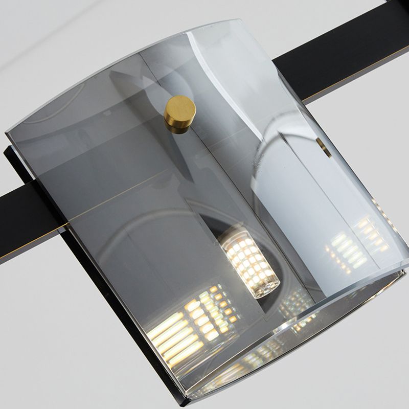 Glass Multi - Head Kitchen Island Light Modern Pendant Ceiling in Black / Gold