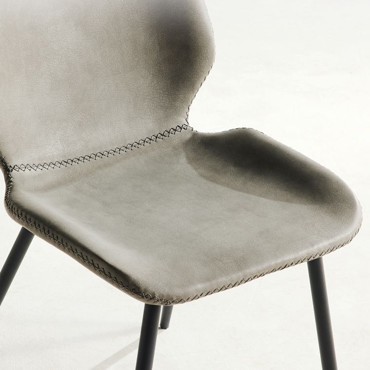 Scandinavian Style Faux Leather Dining Chairs Solid Back Armless Chairs for Home