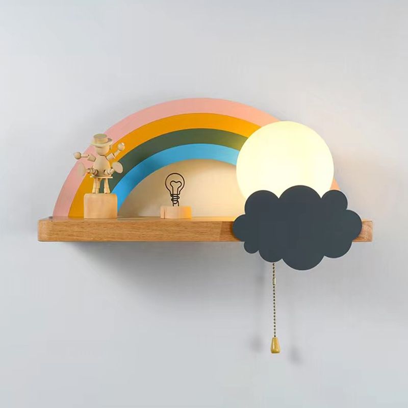 Modern Style Wooden Wall Light Fixture Creative Wall Light Sconce for Child's Room
