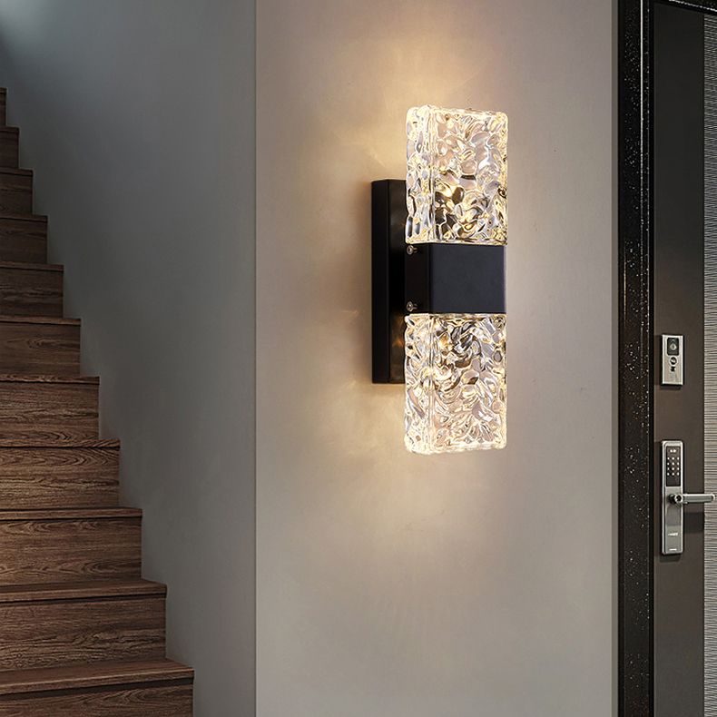 Modern Vanity Lighting Rectangular Wall Light Fixture with Crystal for Bathroom