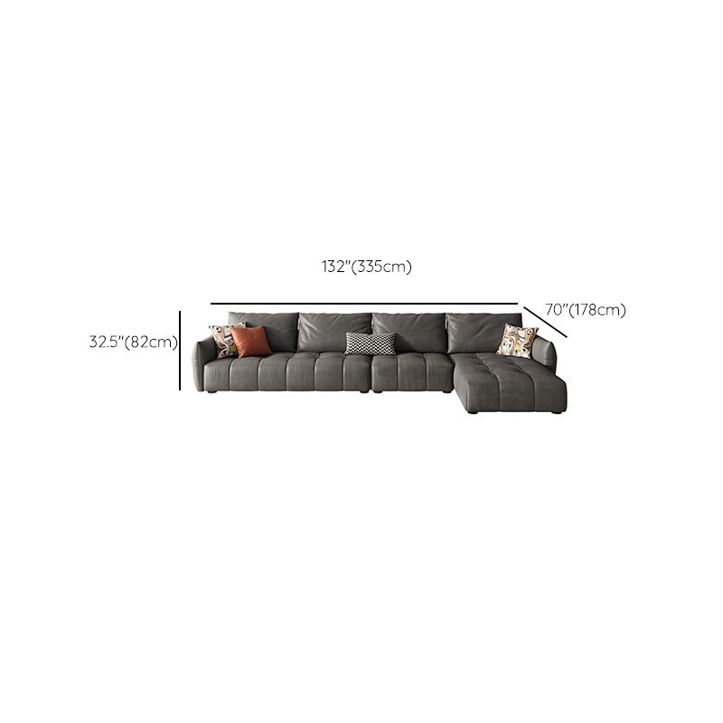 32"H Mid-Century Modern Sectional Sofa Leather Stain-Resistant Sleeper Sectional