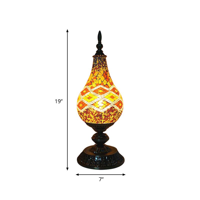 Lampe de Table LED en verre fabriquée à la main, Vintage, blanc/rouge/jaune, lampe de chevet en forme de larme pour chambre à coucher