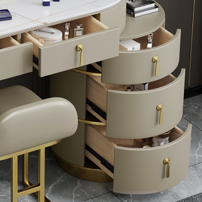 Stone Vanity Tables 23.62" Wide Makeup Table with 5 Storage Drawers