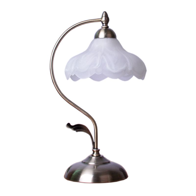 Lámpara de parada de noche vintage de tono de cúpula 1 luce iluminación de mesa de vidrio de ópalo para sala de estar