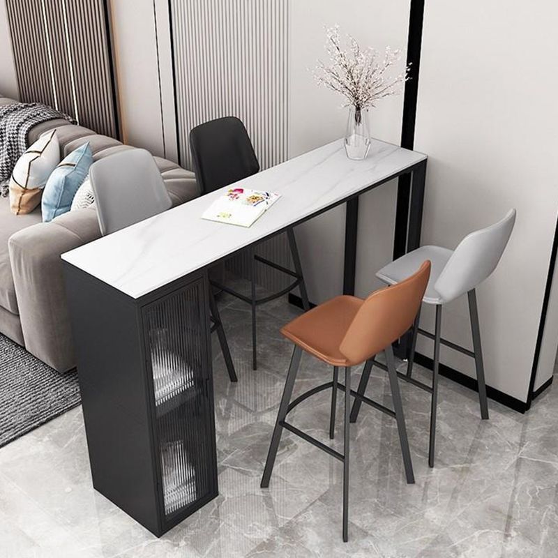 Industrial Sintered Stone 1/2/5 Pieces Bar Table Set Rectangle Bar Table with Metal Legs