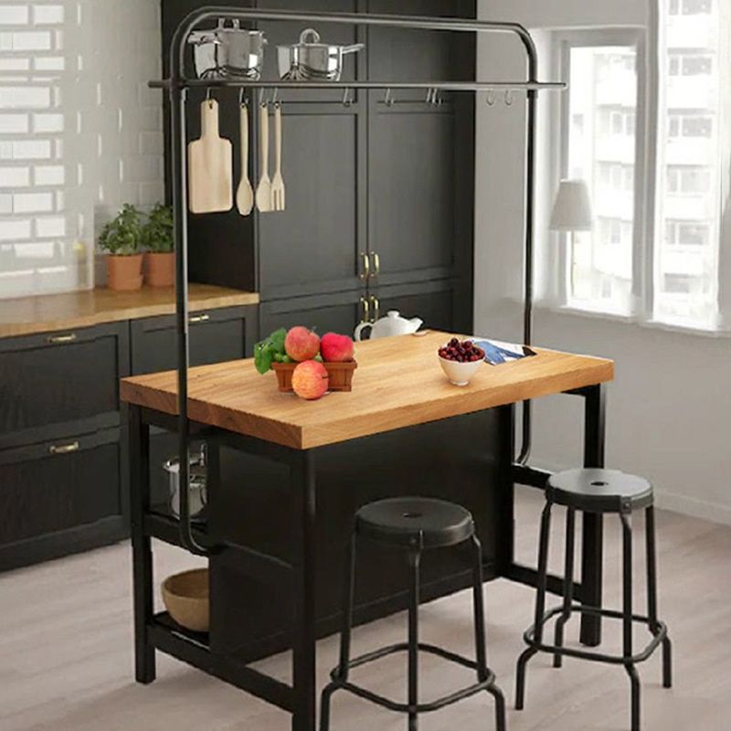 Modern Wood Prep Table Rectangle Island Table for Kitchen Room