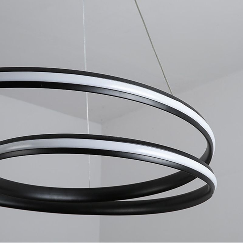 Modern Simplicity LED Hanging Lamp Lacquered Aluminium Linear Chandelier with Silicone Shade