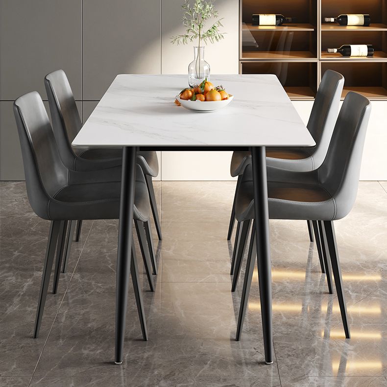 Modern Style Sintered Stone Dining Table Rectangular Dining Table with Metal Base