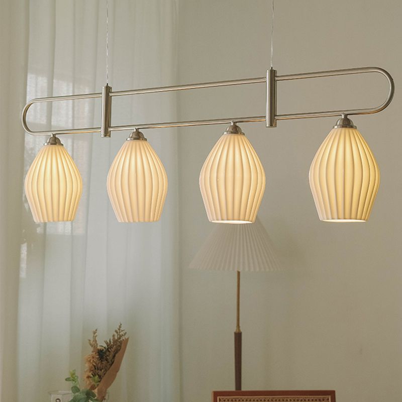 Contemporary Island Light Lantern-Shaped Ceramics 4 Light Island Pendant Lights