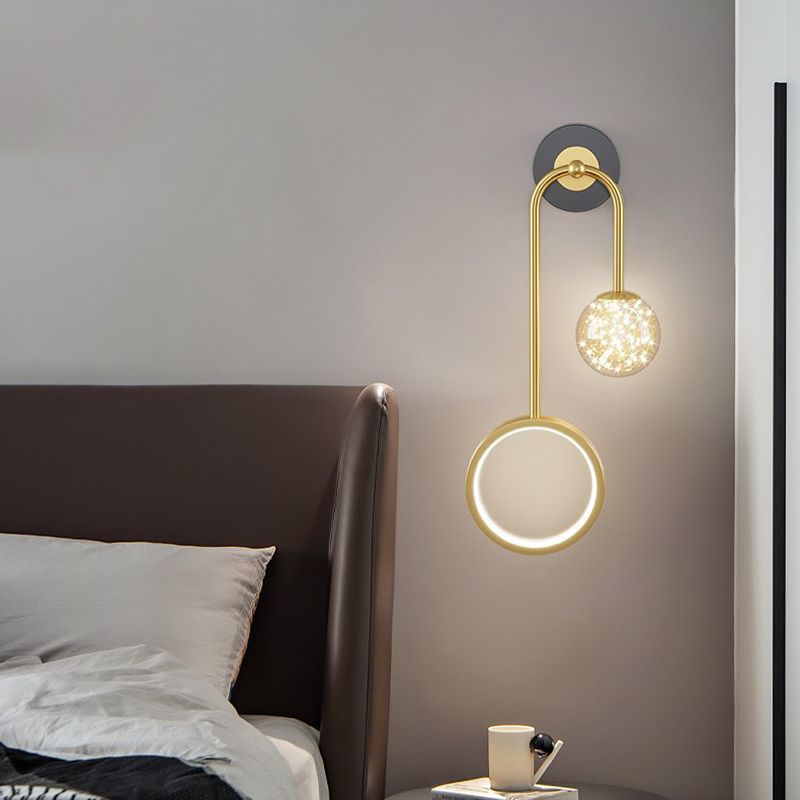 Glass Spherical Shape Wall Lights Modern Style 2 Light Wall Mount Fixture for Bedroom