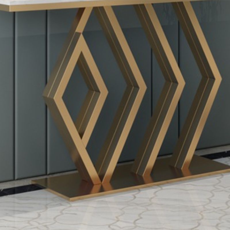 Glam Rectangle Console Table with Pedestal Base and Marble Top