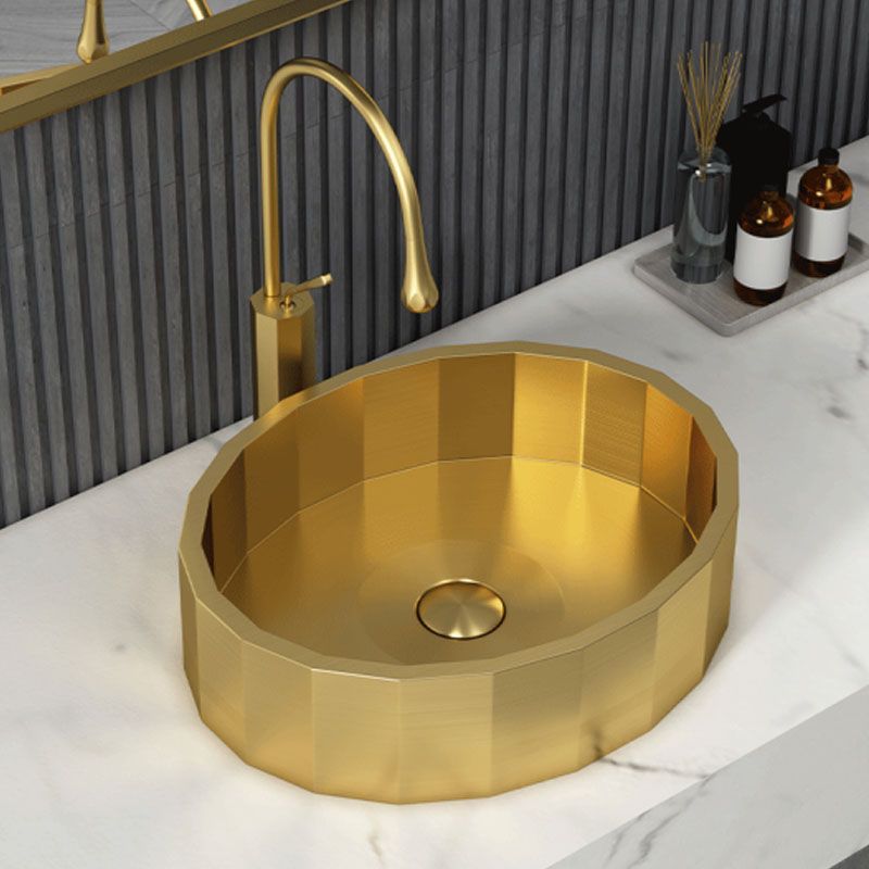 Modern Bathroom Sink Solid Color Metal Trough Bathroom Sink with Pop-Up Drain
