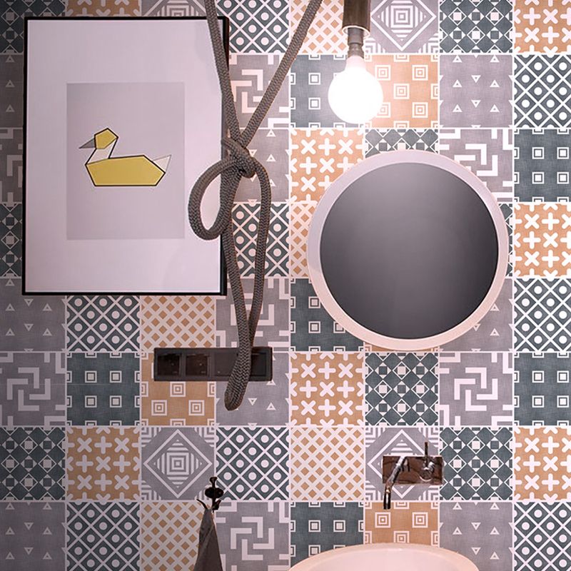 Math Geometry Wallpaper Panels Grey PVC Wall Decor, Peel and Stick, 4' L x 23.5" W