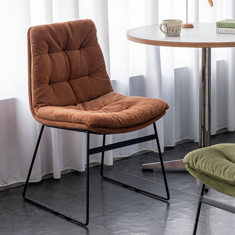 Nordic Upholstered Armless Dining Chairs Metal Legs Solid Back Chair for Home Use