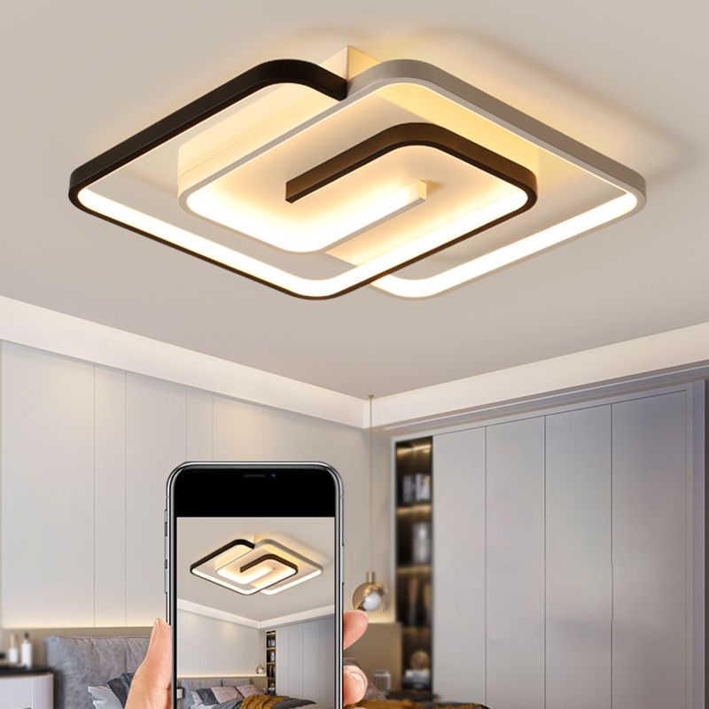 LED Modern Metal Flush Mount Linear Shape Ceiling Light with Acrylic Shade for Bedroom