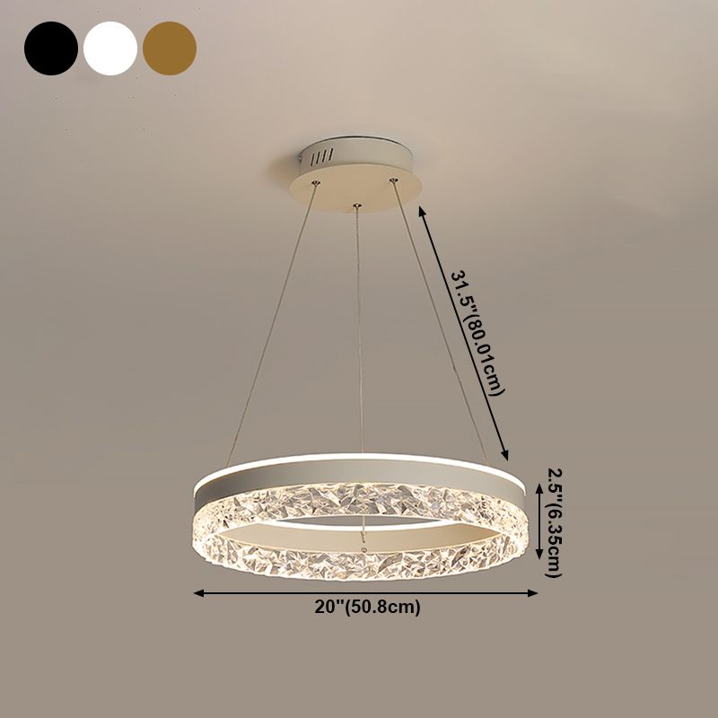 Modern Metal Chandelier Light Fixtures Round 1-Light Suspension Pendant Lamps with Acrylic Shade
