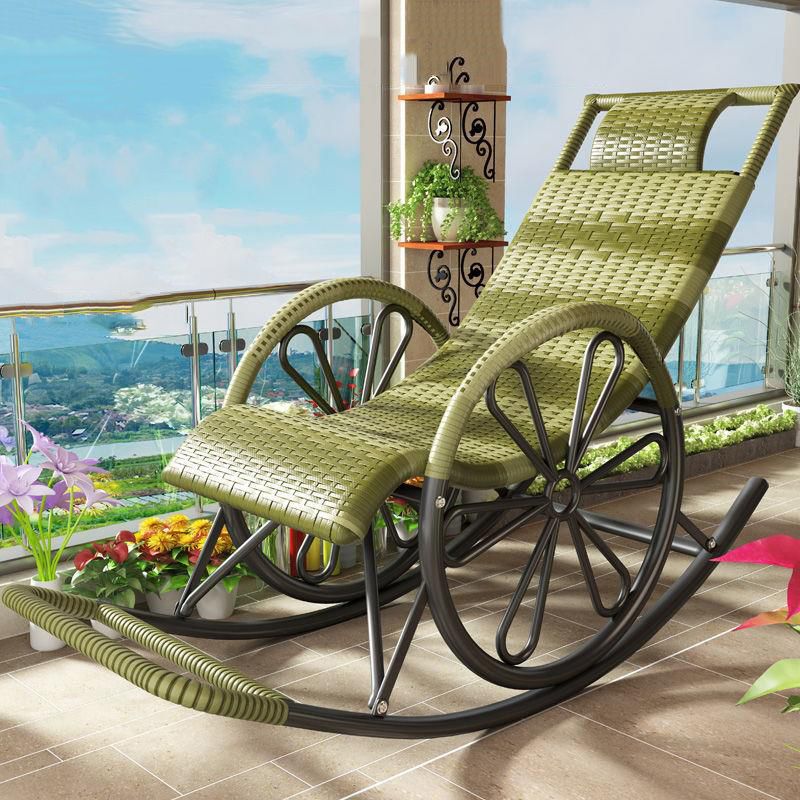 Lounge Iron Base Single Rocking Chair Leisure Chaise Lazy Chair for Balcony