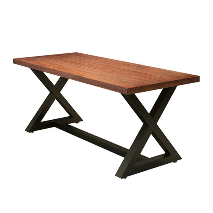 Mesa de madera de pino industrial para mesa de comedor rectangular de restaurantes con base de caballete