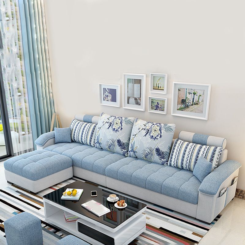 Faux Leather and Cotton Blend Sectional Couch for 3/4 People