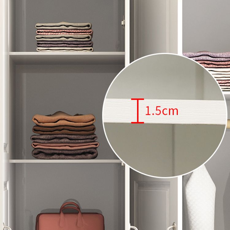 White French Country Wardrobe Armoire Engineered Wood Cabinet with Solid Wood Clothing Rod