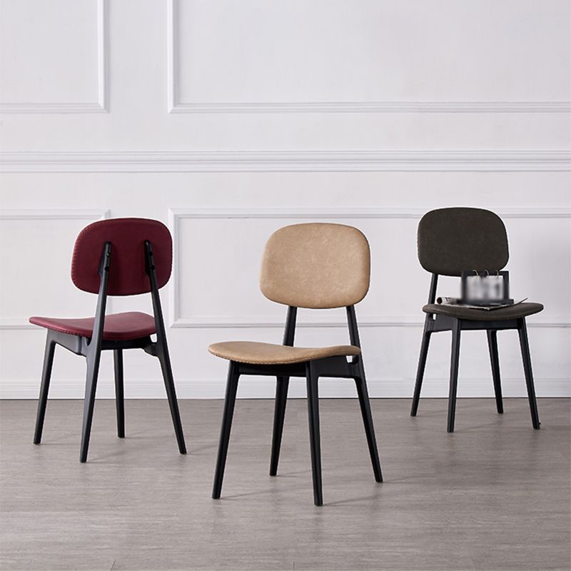 Chaises de salle à manger sans bras en cuir PU, chaise latérale à dossier ouvert avec pieds en plastique