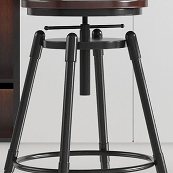 Rotatable Upholstered Counter Stool Industrial Metal Footrest Bar Chair