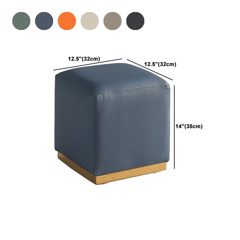 Gorgeous Square Ottoman Pure Color Genuine Leather Water Resistant Footstool Ottoman