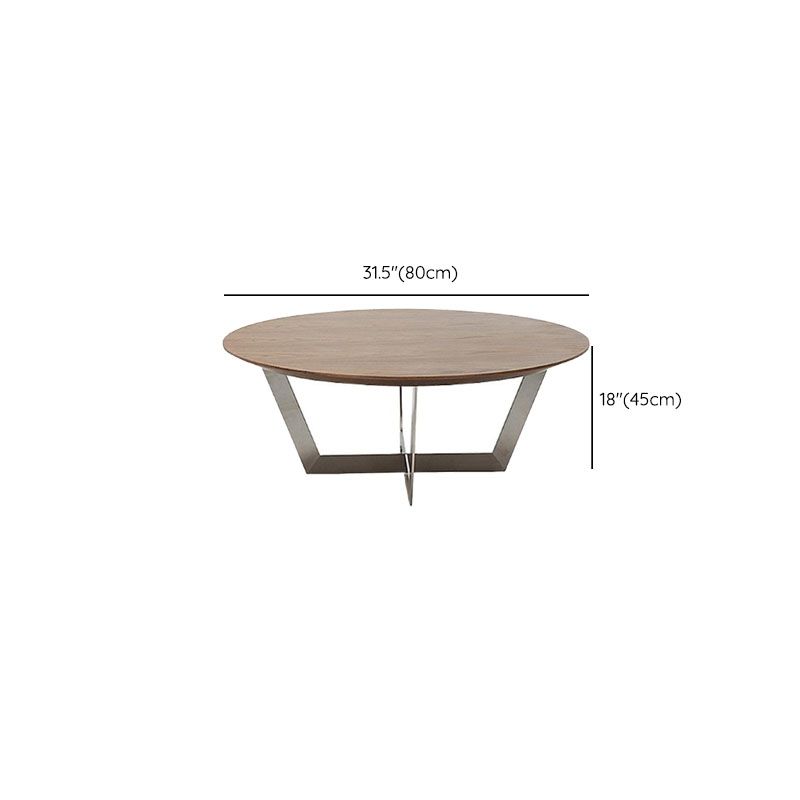 Cross Legs 1 Single Coffee Table in Brown Scandinavian Round Solid Wood Cocktail Table